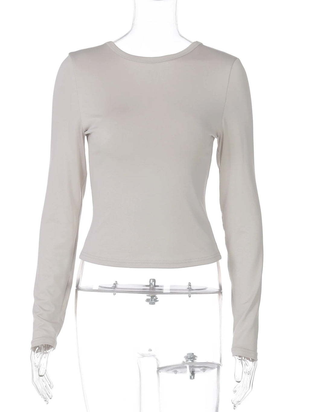 تيشيرت نسائي أنيق من Hugcitar، بياقة دائرية، بدون ظهر، بأكمام طويلة، بتصميم قصير وقصة ضيقة، مثالي لإطلالة خريفية أنيقة وعصرية، مناسبة للحفلات والمهرجانات والنوادي.