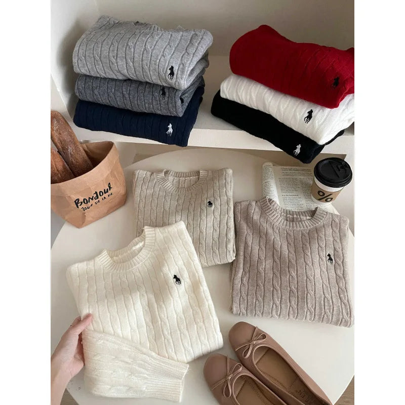 Women's Cashmere Knitted Sweater Embroidered Autumn Winter Layering Base Twist Knitwear Stylish Commute City Style Long Sleeve