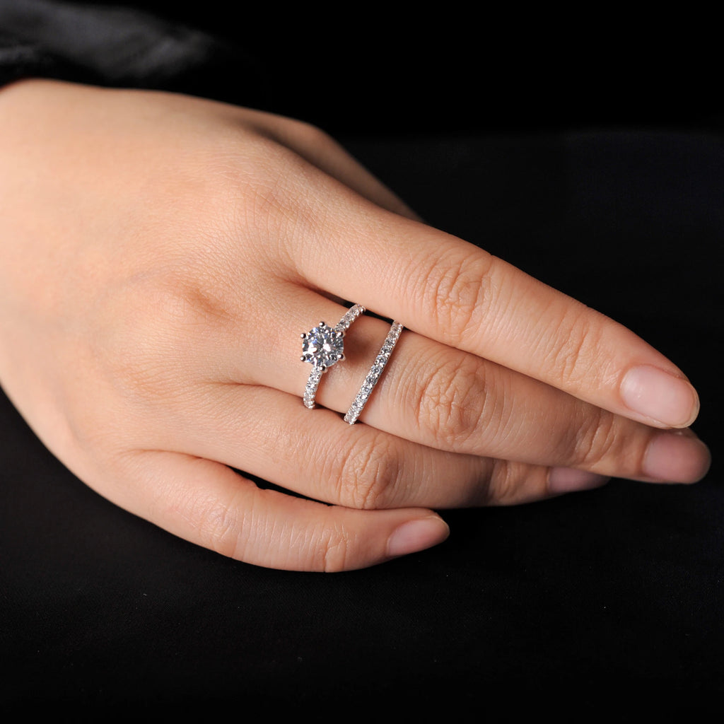 خاتم خطوبة سوليتير من بوتي، مرصع بحجر الزركونيا المكعب، 1.5 قيراط، بتصميم دائري، هدية زفاف، مجموعة هدايا الذكرى السنوية، فضة إسترليني عيار 925