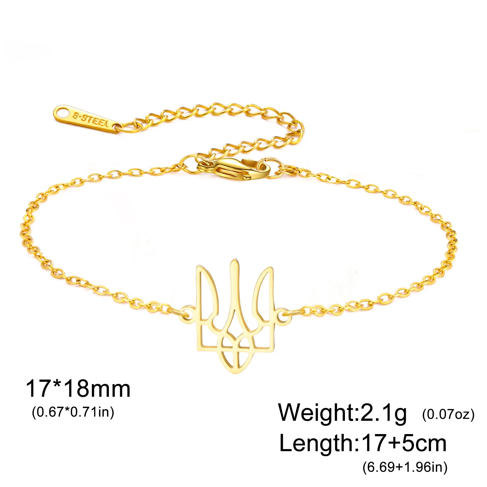 أساور كازادور، رمز أوكرانيا الوطني، للنساء والرجال، مصنوعة من الفولاذ المقاوم للصدأ، مزينة بخرز وسلسلة، تُعدّ هدية مثالية من المجوهرات الأوكرانية.