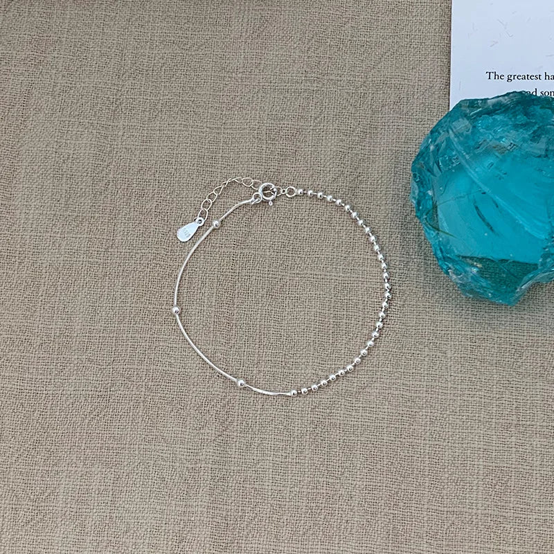 سوار PANJBJ من الفضة الإسترلينية عيار 925 عالي الجودة للنساء مصنوع من خرز الحب الكوري مجوهرات حلوة هدية شحن مباشر