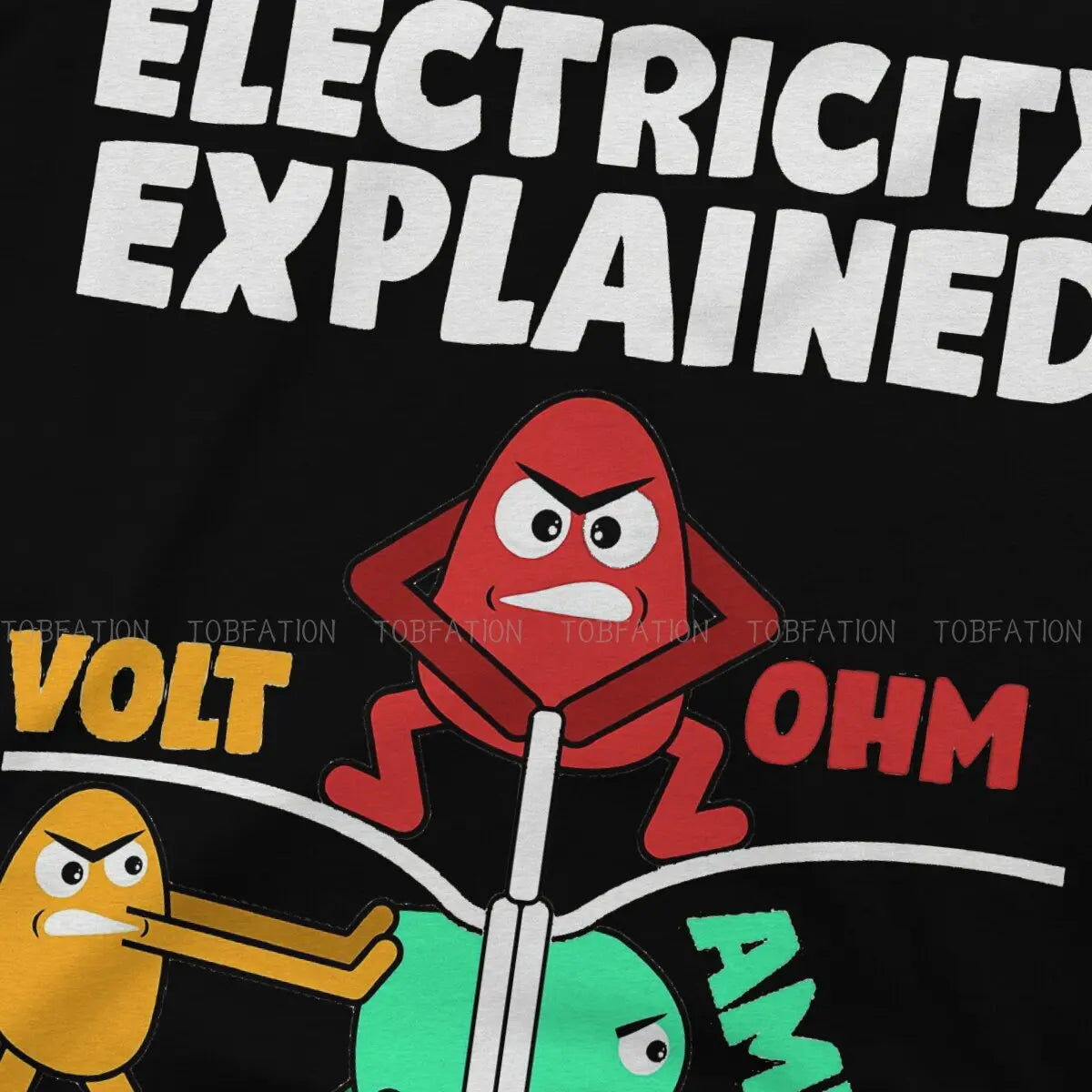 تي شيرت رجالي كاجوال برقبة دائرية ومقاس كبير من القطن بتصميم كهربائي مضحك يشرح الهندسة الكهربائية