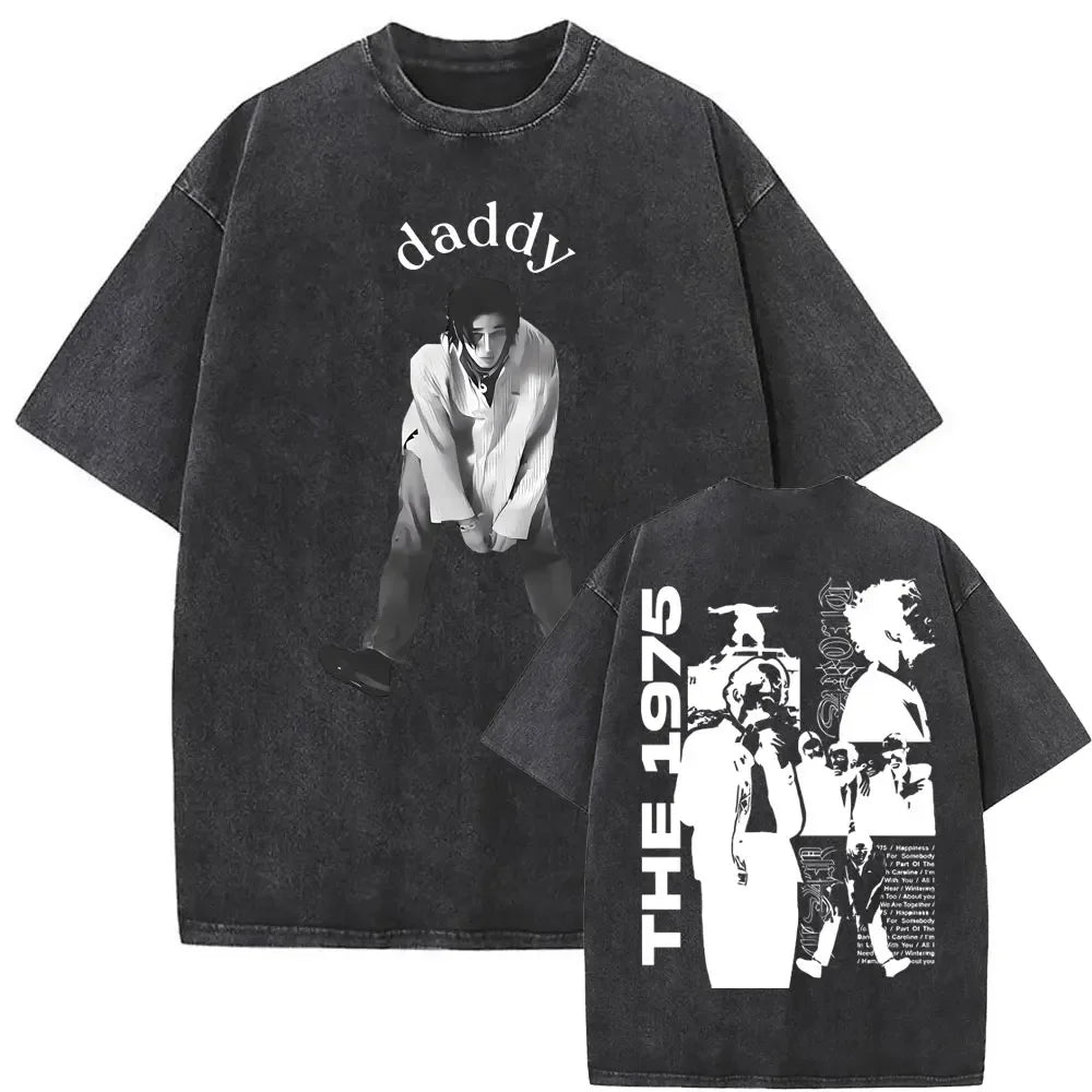 تي شيرت صيفي مغسول عتيق 1975 حول قميصك المطبوع، تي شيرت مضحك في ألبوم بلغة أجنبية، تي شيرت رجالي هيب هوب قطني كاجوال