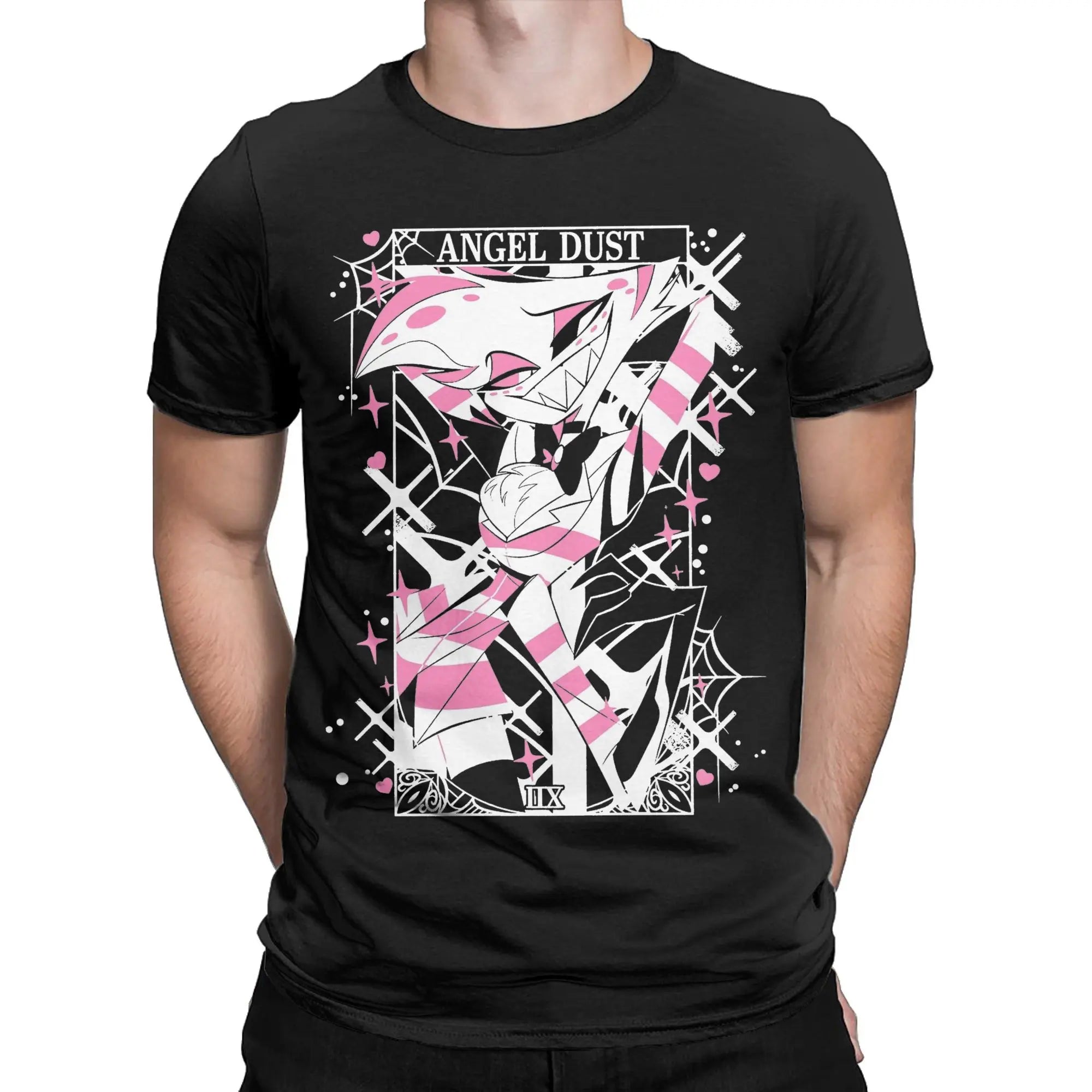 تي شيرت رجالي من Cool Angel Dust Hazbined Hoteled برقبة دائرية من القطن بنسبة 100% وأكمام قصيرة وملابس هدايا