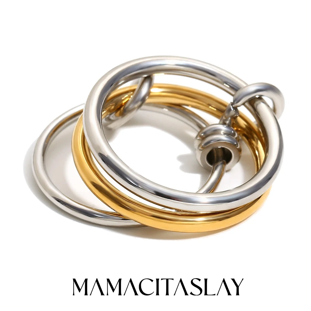 خواتم MamacitaSlay الفريدة الرائعة ذات الثلاثة أو الأربعة أصابع على شكل سلسلة من الفولاذ المقاوم للصدأ، مجوهرات عصرية مقاومة للماء للنساء والرجال، هدايا