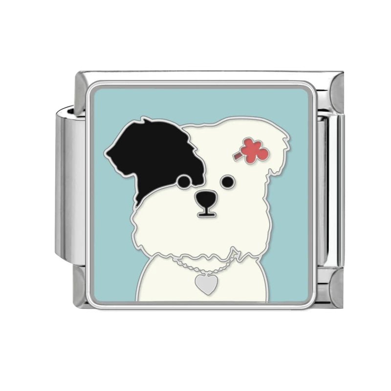 قطعة واحدة من دلايات القط المحظوظ الكرتوني تيدي شيبا إينو الإيطالية تناسب سوار 9 مم من الفولاذ المقاوم للصدأ صناعة المجوهرات بنفسك بالجملة