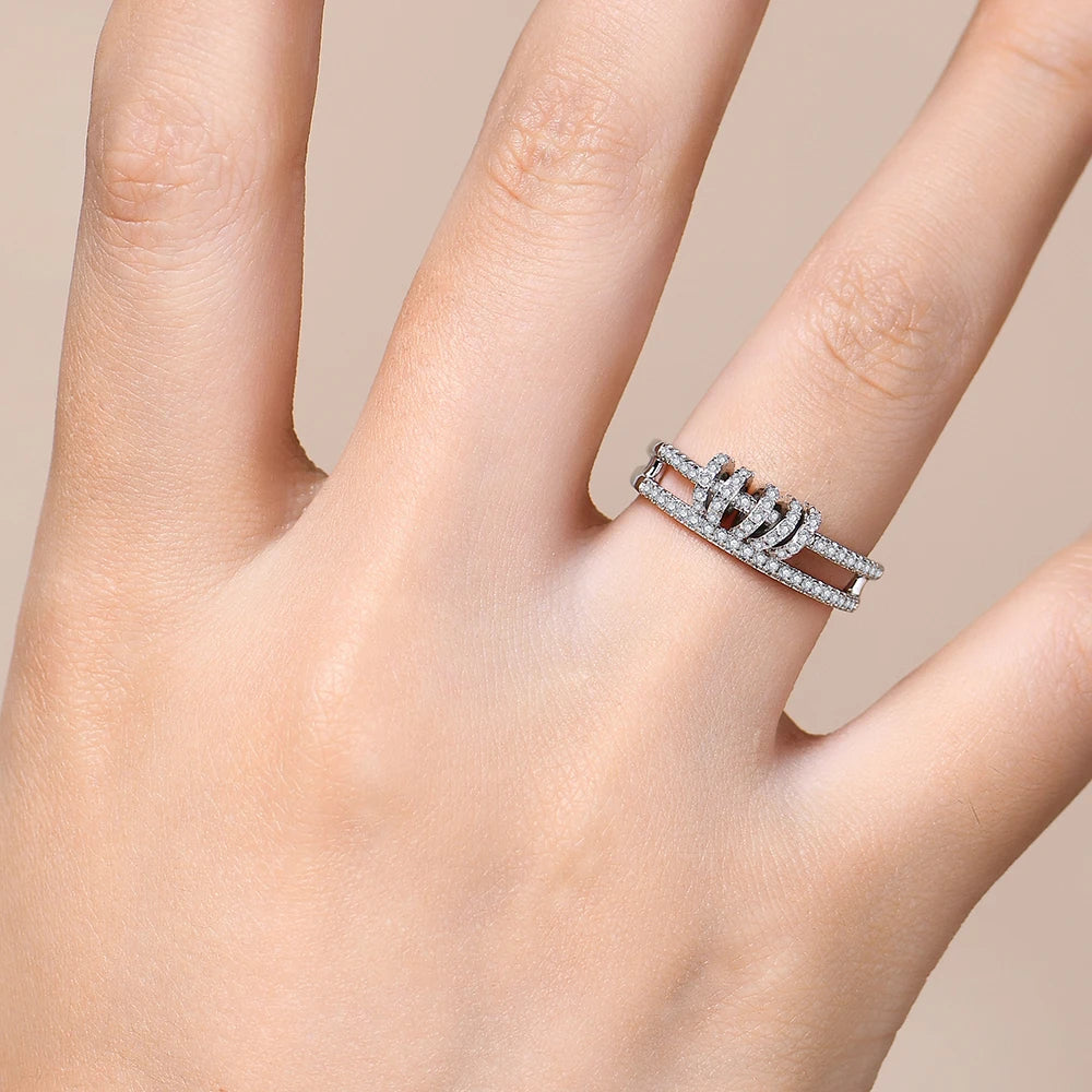 خاتم مويسانيتي كامل ساحر مخصص مرصع بالألماس اللامع من فضة إسترليني عيار 925 مطلي بالذهب للنساء مجوهرات فاخرة بالجملة