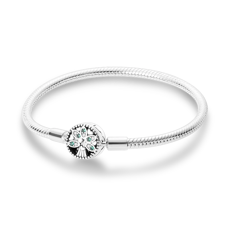 أساور من الفضة الإسترلينية عيار 925 بطول 17-20 سم على شكل فراشة على شكل ورقة البرسيم الأصلية تناسب خرز سحر DIY مجوهرات نسائية أنيقة