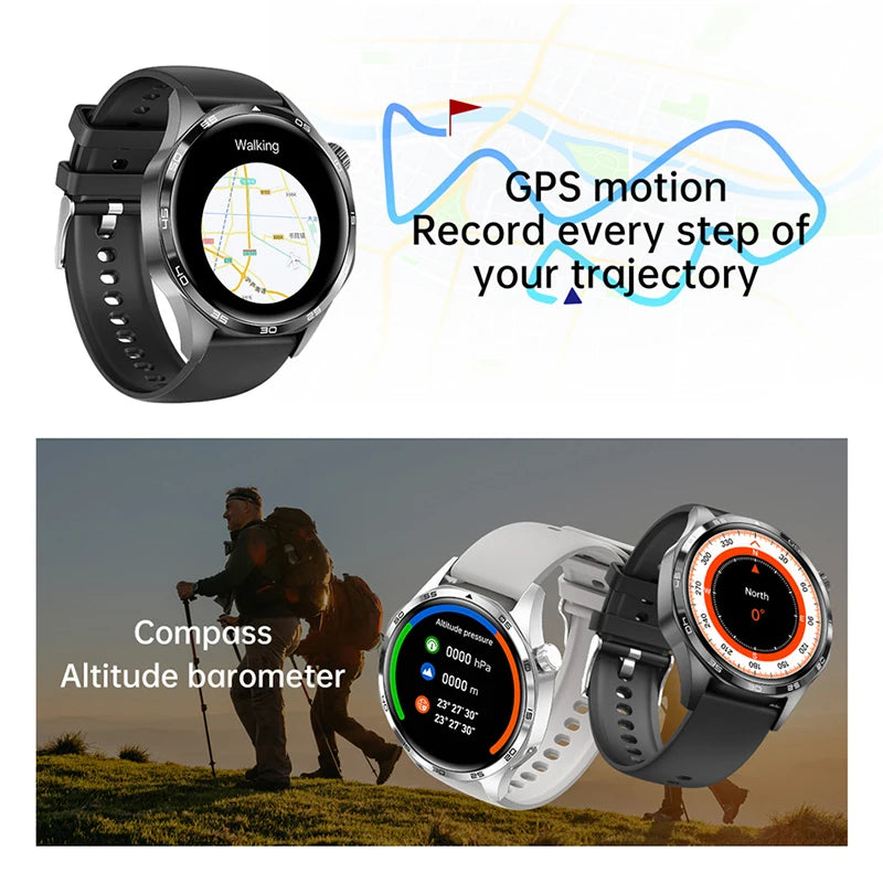 ساعة ذكية GT5 Pro GPS Track للرجال جديدة لعام 2025 بشاشة AMOLED 360*360 وNFC وBT ومضادة للماء ومراقبة الصحة للرجال ساعات ذكية تعمل بنظام IOS