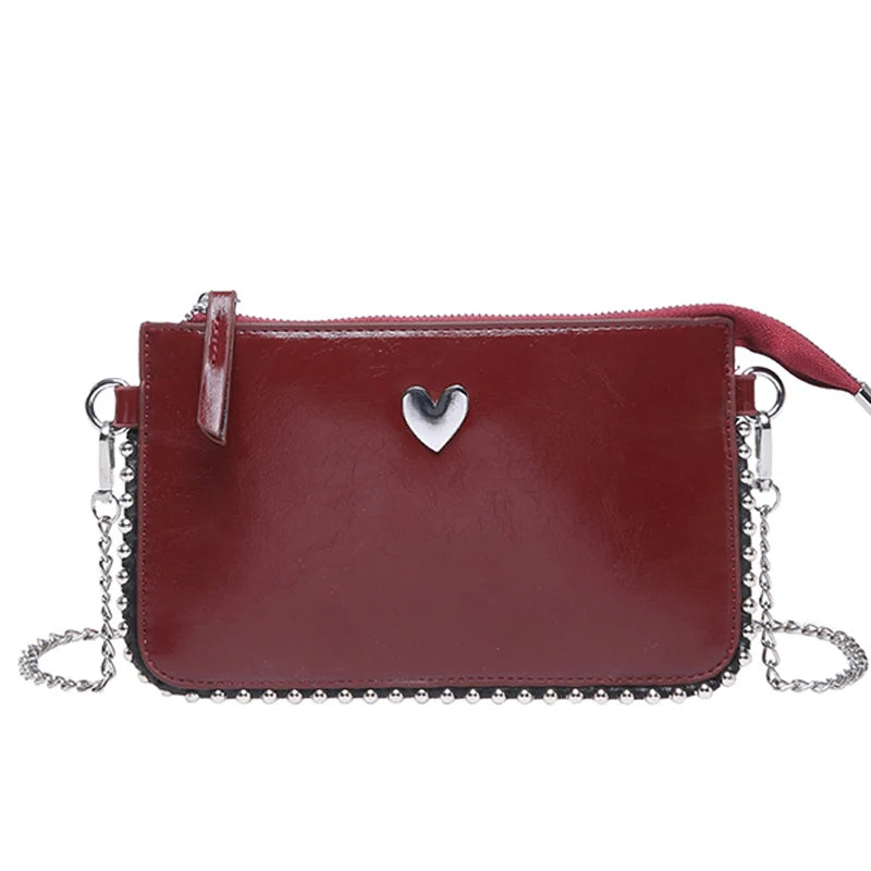 حقائب كروس بودي بتصميم بلون واحد للنساء، سلسلة أنيقة، محفظة للهاتف المحمول، حقيبة كتف أنيقة، حقيبة كتف رئيسية للنساء