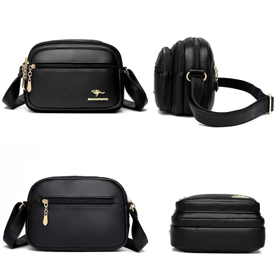 حقيبة كتف نسائية أنيقة من الجلد الناعم عالية الجودة، حقيبة متعددة الجيوب ومقاومة للاهتراء، حقيبة يد فاخرة للسيدات