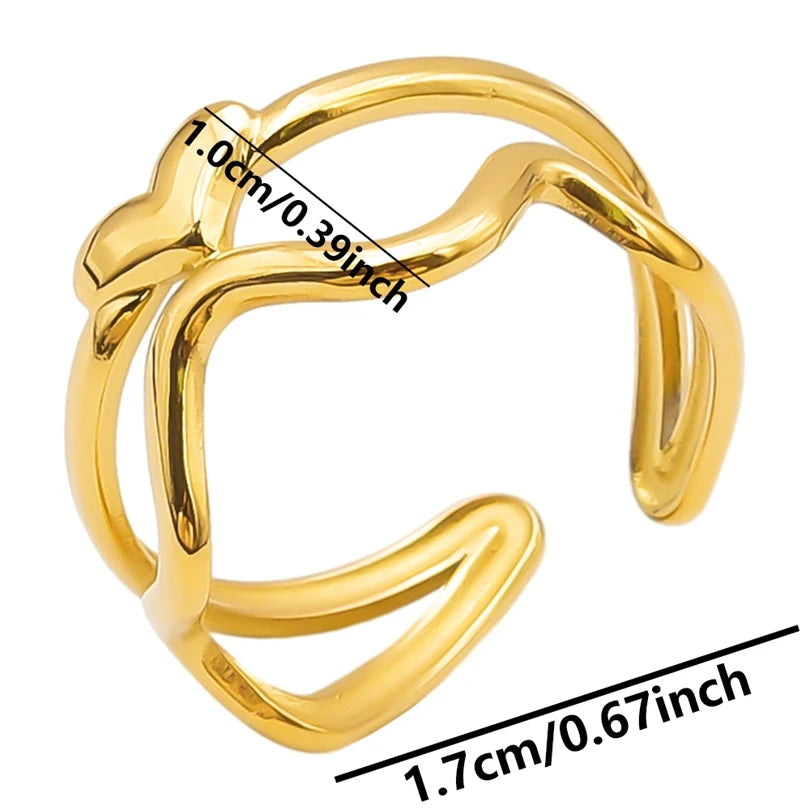 6 قطع/مجموعة خواتم أنيقة مطلية بالذهب الحقيقي من الفولاذ المقاوم للصدأ على شكل زهرة وقلب وحب وصليب خواتم مجوهرات للنساء والرجال إكسسوارات ساحرة