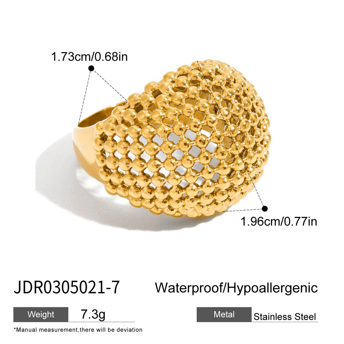 خاتم بتصميم هندسي أنيق من الفولاذ المقاوم للصدأ مطلي بالذهب عيار 18 قيراطًا، هدية مثالية للنساء.