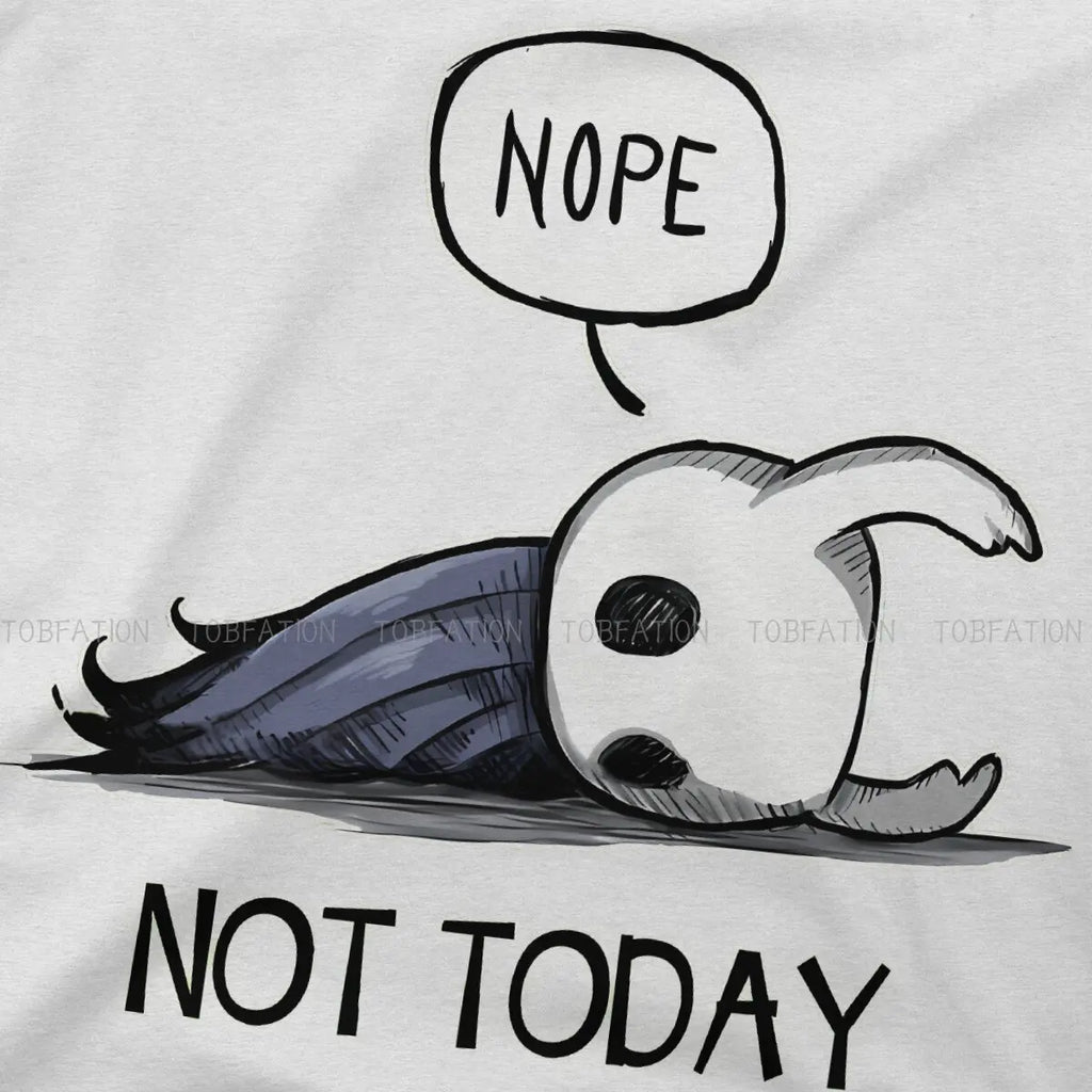 تي شيرت رجالي مطبوع عليه عبارة "لا ليس اليوم" مطبوع عليه عبارة "Hollow Knight Game" بتصميم ملابس ناعم وفضفاض كهدية إبداعية