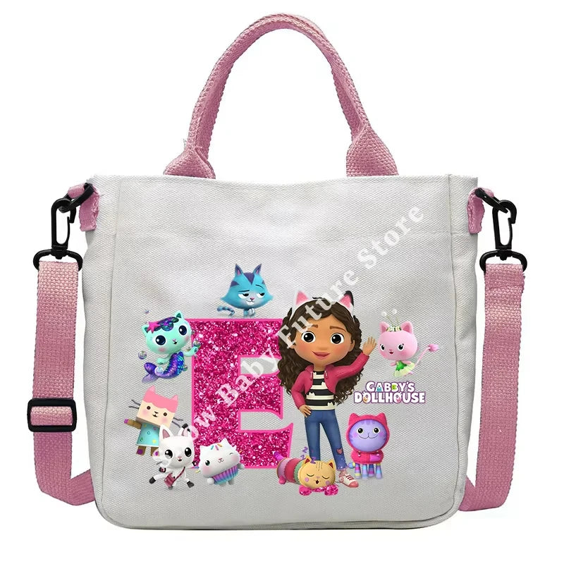 حقيبة كتف أنيقة بتصميم بيوت الدمى غابي للأولاد والبنات على شكل أنمي وحقيبة حمل أنيقة عليها حروف كرتونية وحقيبة يد من القماش وحقيبة كروس بودي وهدايا أعياد الميلاد