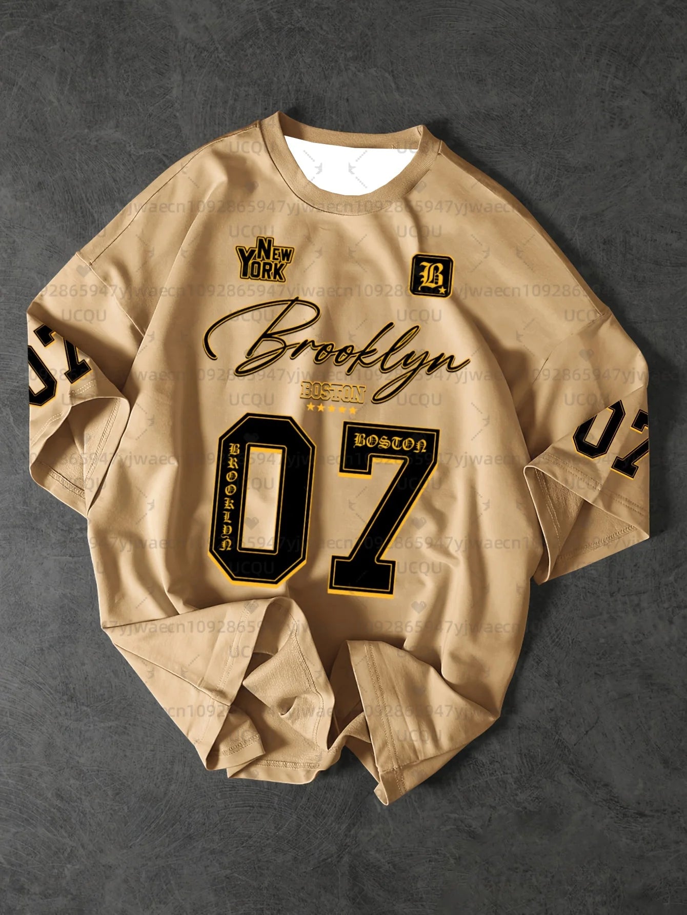 قميص رياضي رجالي مطبوع عليه شعار بروكلين 07 بأكمام قصيرة، تي شيرت صيفي برسومات جرافيكية، تي شيرت رياضي نسائي بمقاسات كبيرة