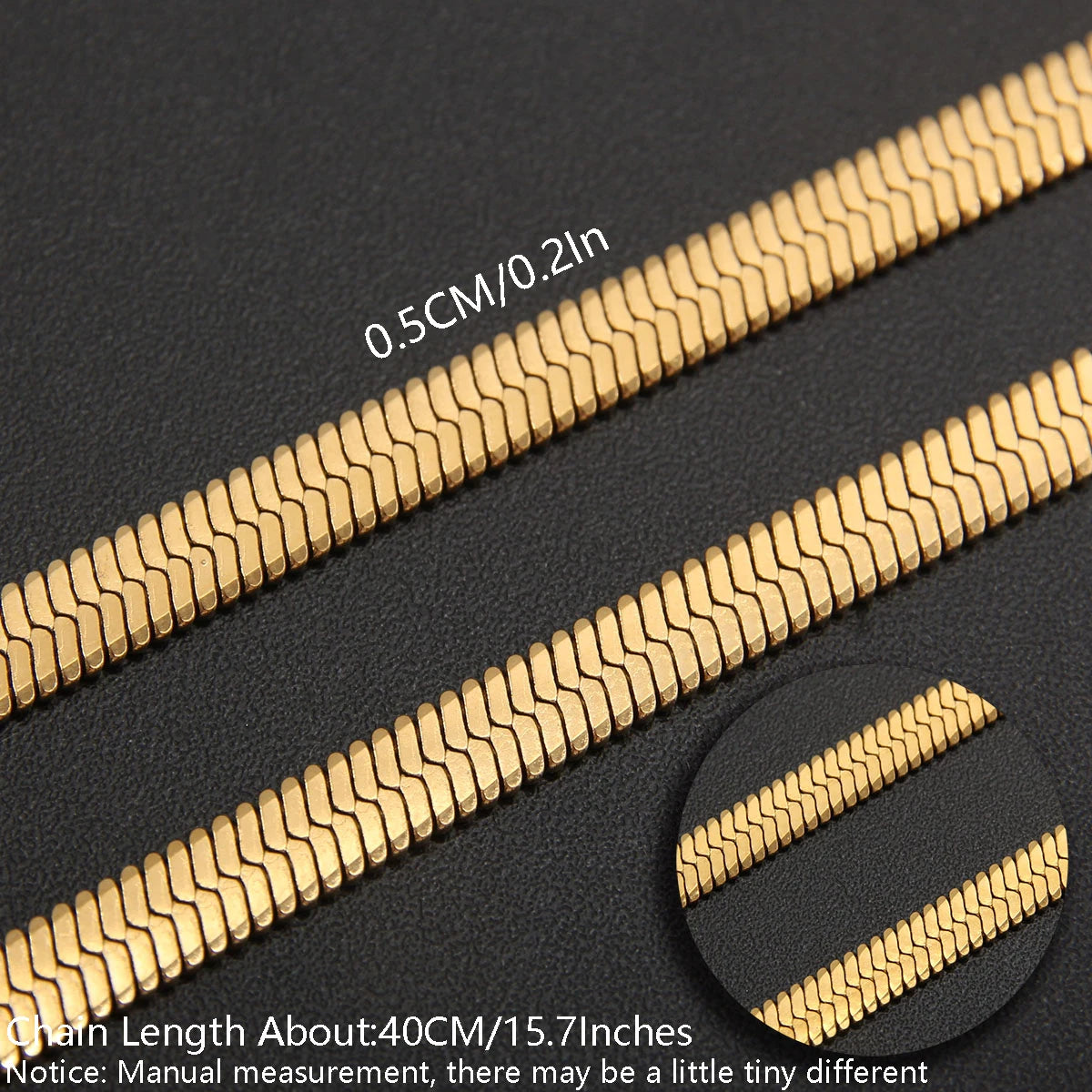SUNSLL 2/3/4/5MM Stainless Steel Gold Silver Color Flat Herringbone Snake Chain Necklace For Women Men Waterproof Choker Jewelry