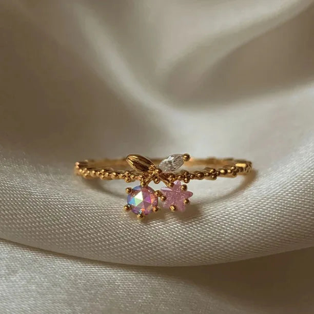 خواتم زهور مرصعة بالزركون المكعب بألوان زاهية ومتألقة للنساء، خاتم فاخر مزين بفيونكة من الزركون الوردي، مجوهرات زفاف للزوجة والصديقة