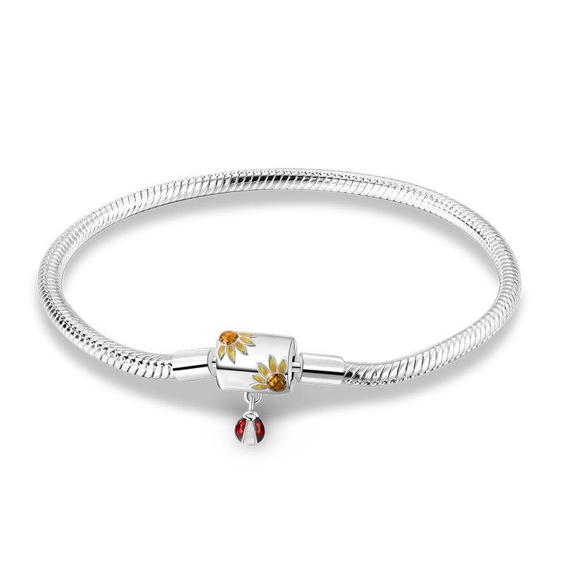 أساور من الفضة الإسترلينية عيار 925 بطول 17-20 سم على شكل فراشة على شكل ورقة البرسيم الأصلية تناسب خرز سحر DIY مجوهرات نسائية أنيقة