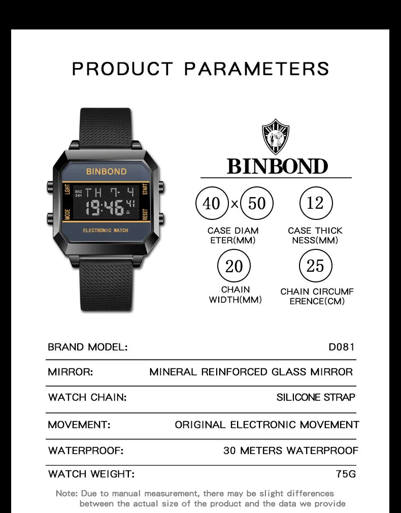 ساعة رجالية رياضية متعددة الوظائف منبه مقاومة للماء حزام سيليكون للرجال ساعات يد إلكترونية أنيقة للطلاب