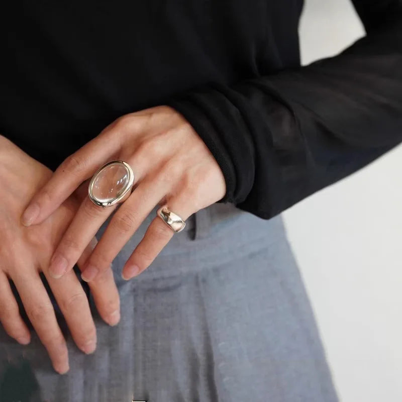 خاتم سام باندا من الفضة الإسترليني عيار 925 بتصميم هندسي مرصع بالكريستال للنساء، بيضاوي الشكل، بتصميم بانك مميز على شكل قطرة ماء، هدية مجوهرات، خدمة توصيل مباشرة