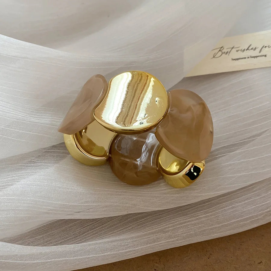 أساور من الراتنج بحبل مطاطي دائري متعدد الأنماط للنساء أساور أكريليك عتيقة ملطخة مجوهرات حفلات شخصية K1