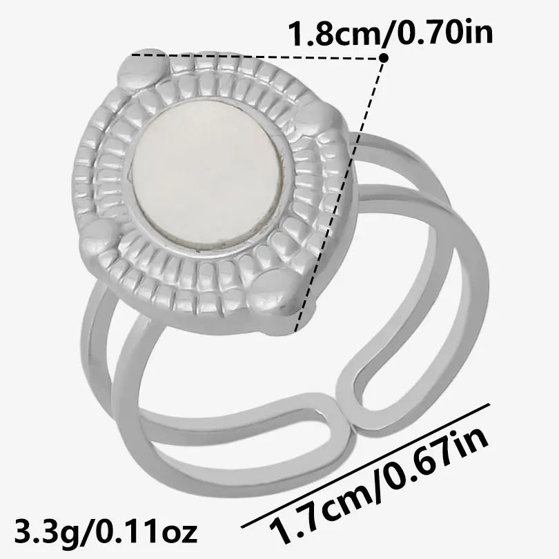 خاتم واحد عصري من الفولاذ المقاوم للصدأ، بتصميم هندسي مستوحى من البحر الطبيعي، مفتوح وسميك، بنمط صدفة بحرية، قطعة واحدة، مجوهرات نسائية عتيقة غير منتظمة