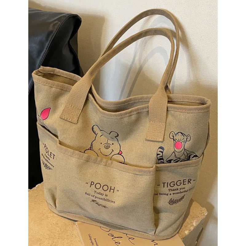 حقيبة يد نسائية من ديزني بير، ماركة فاخرة، حقيبة يد نسائية كبيرة الحجم متعددة الاستخدامات بتصميم كرتوني أنيق، حقيبة تسوق عصرية