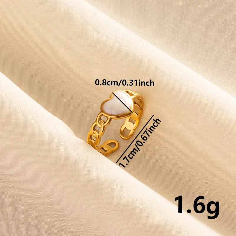 خواتم مفتوحة فاخرة بتصميم غير منتظم من الفولاذ المقاوم للصدأ، مطلية بالمينا البيضاء، بلون ذهبي بوهيمي، قابلة للتعديل، مناسبة للنساء، هدايا مجوهرات ساحرة