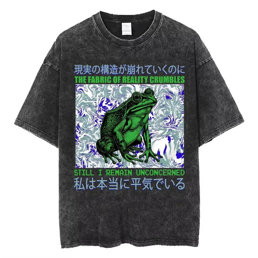 تي شيرتات Vintage Washed The Harbinger of Awkward Situations تي شيرت Weirdcore Japanese Funny Graphic تي شيرت رجالي Harajuku