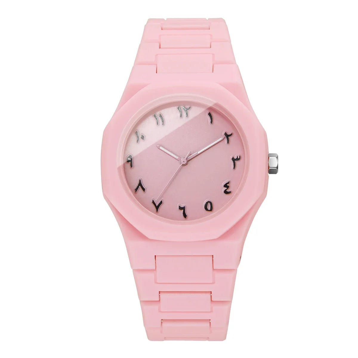 ساعة كوارتز نسائية أنيقة بحزام بلاستيكي، ساعة نسائية كاجوال، ساعة للبنات، هدية (بدون علبة)