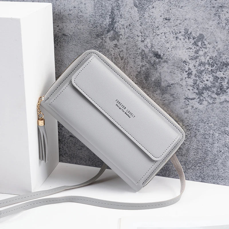 2024 new large-capacity multi-functional solid color one-shoulder bag fashion simple horizontal slung mobile phone bag lady