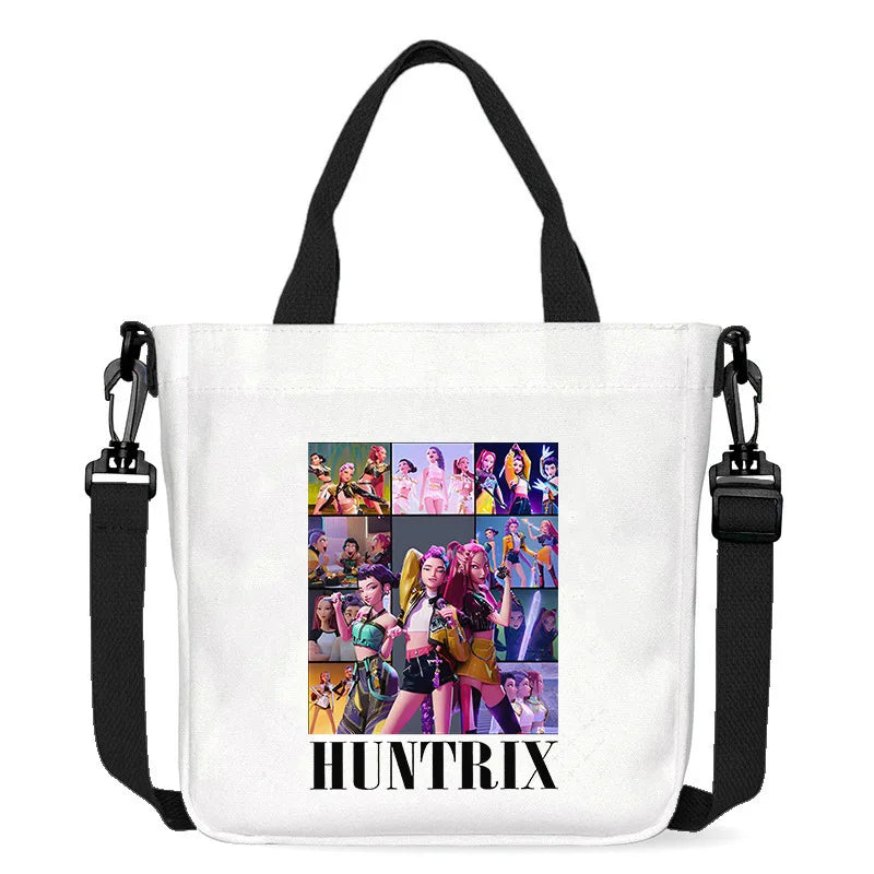 حقيبة قماشية جديدة من KPop Demon Hunters للفتيات، حقيبة يد مربعة أرجوانية بسيطة، حقيبة حمل، حقيبة كتف، هدية عيد ميلاد