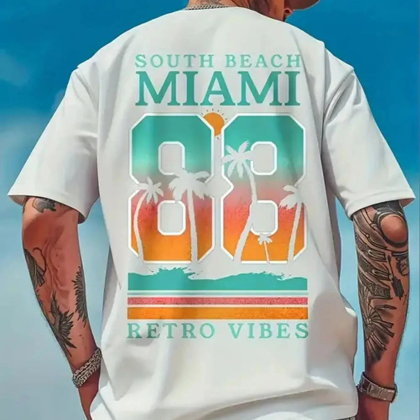 Mens Miami 83 Retro Shirt Short Sleeve Round Neck Sleeve Sports Women's T-shirt Unisex Casual Daily Wear Summer T-shirt