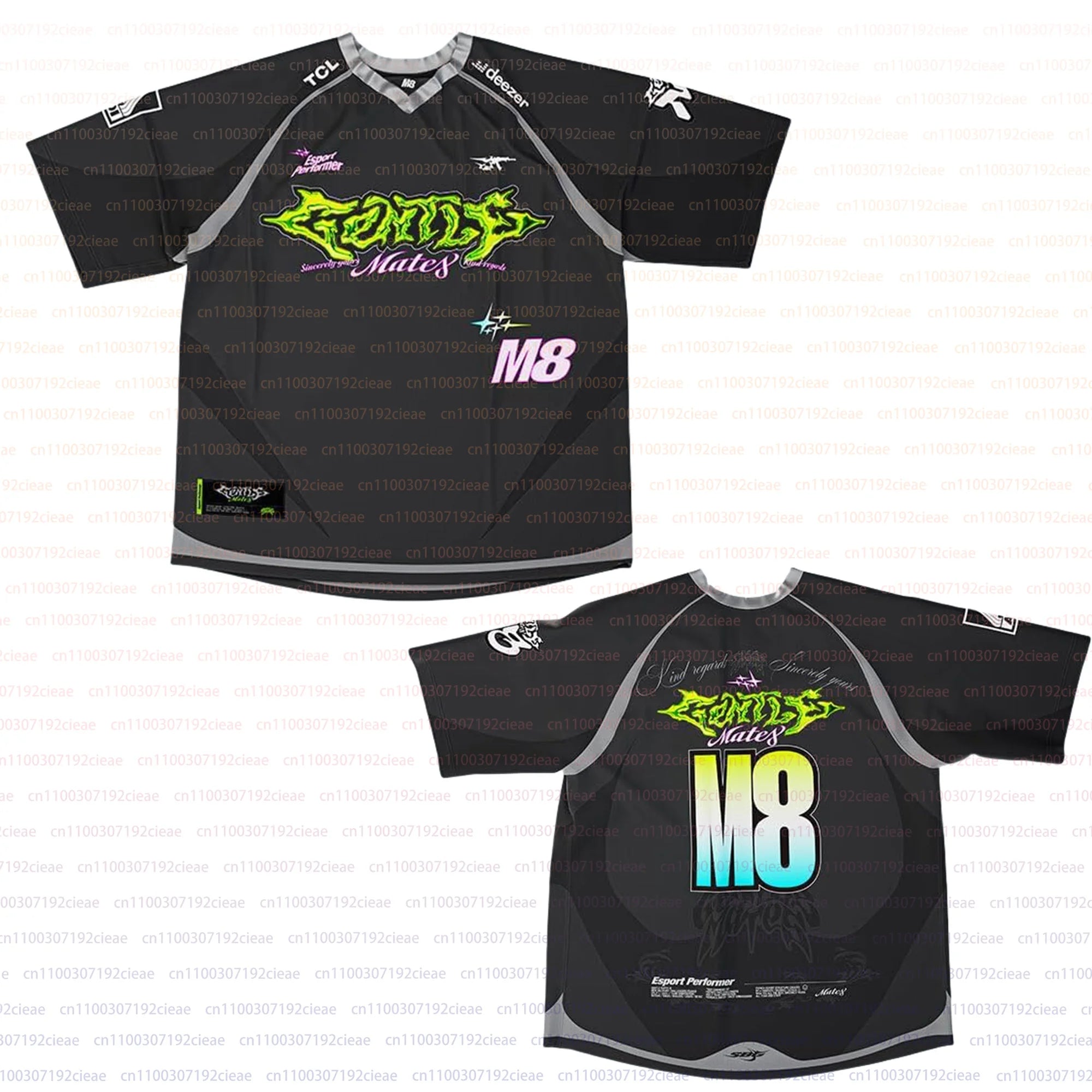 Men and Women's Summer Breathable V-Neck Short-Sleeved Children's Casual T-Shirt E-sports 3D Print M8 Maillotrose Fans Jersey