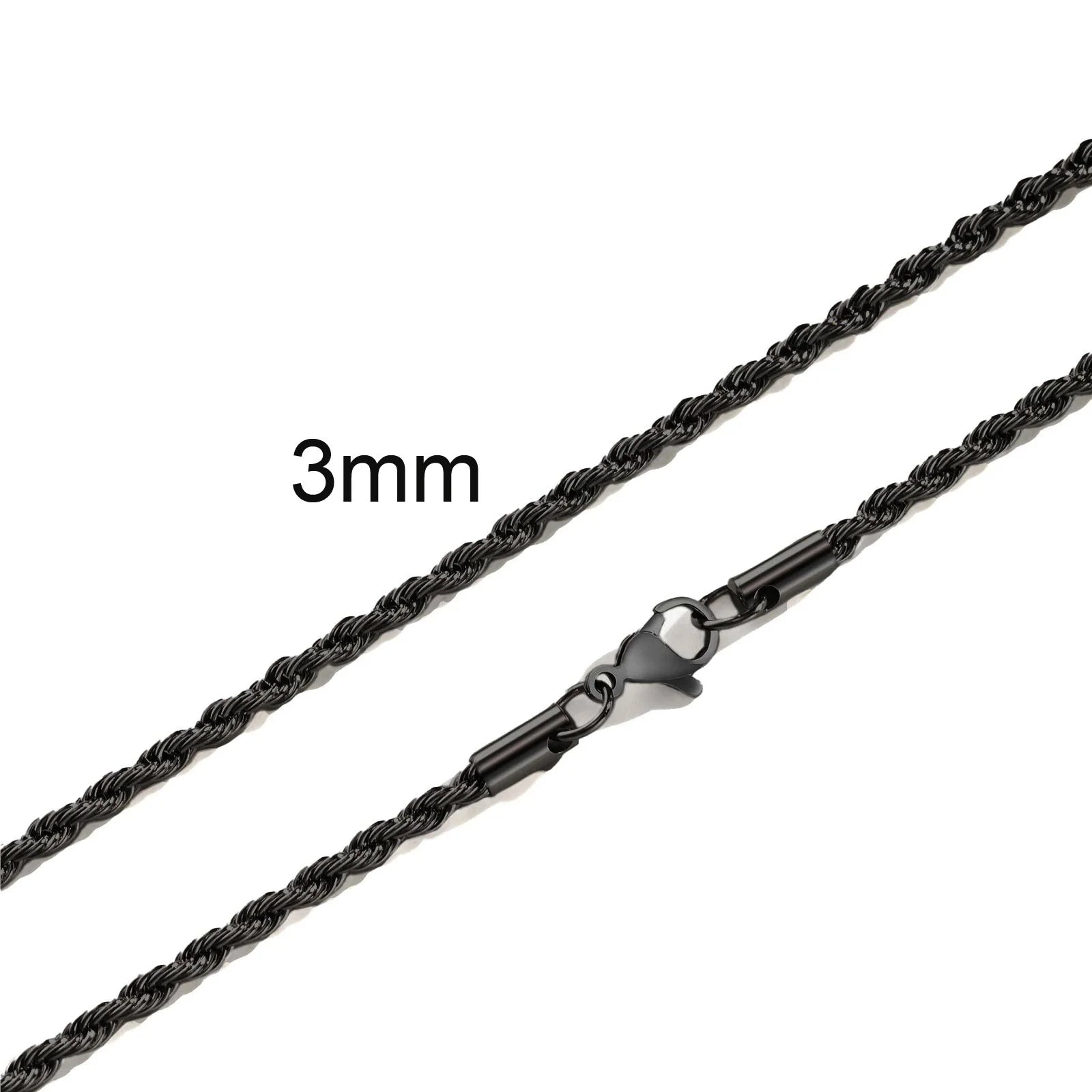 Ropes Long Necklace for Men Women,Stainless Steel Gold Color Twisted Rope Chain Collar,2/3/4/5mm Punk Basic Waterproof Jewelry