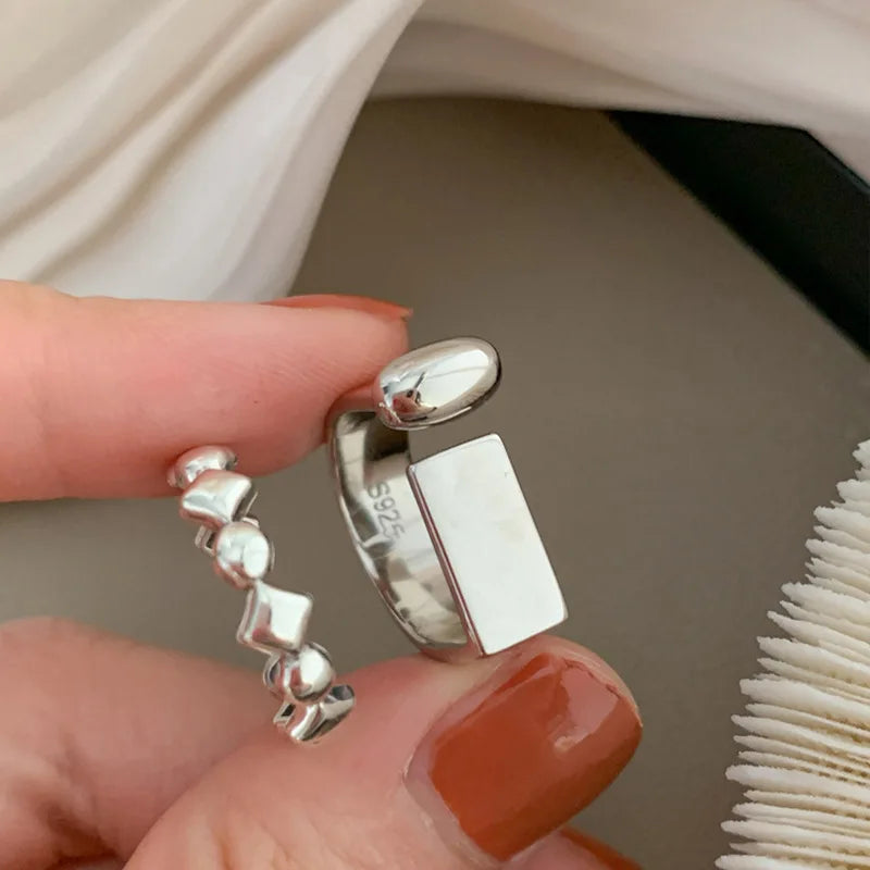 خاتم فينتفيل من الفضة الإسترليني عيار 925 للنساء والفتيات، هدية مثالية بتصميم ريترو عصري فريد من نوعه، مجوهرات هندسية غير متماثلة، خدمة توصيل مباشرة