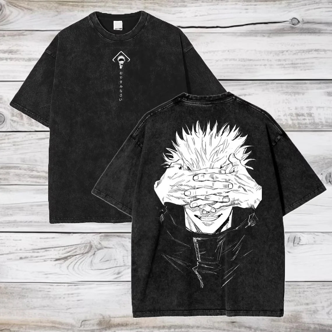 Gojo Satoru Jujutsu Kaisen Men's Washed 100% cotton T-shirt Summer Casual short-sleeved T-shirt