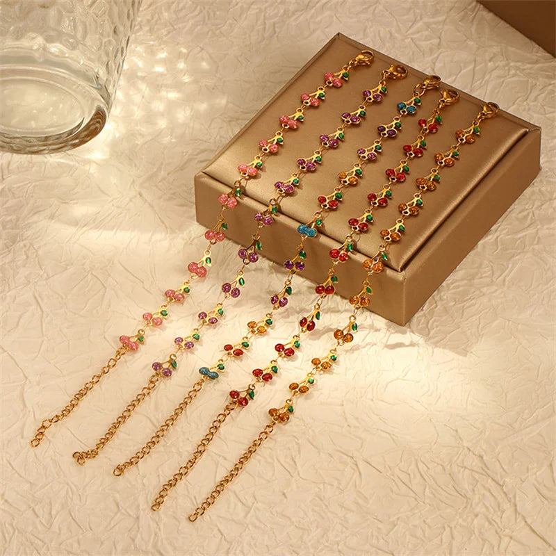 سوار كرز ساحر للنساء، سوار من الفولاذ المقاوم للصدأ بتصميم بوهيمي عتيق، مناسب للحفلات والعطلات، هدية أنيقة للفتيات