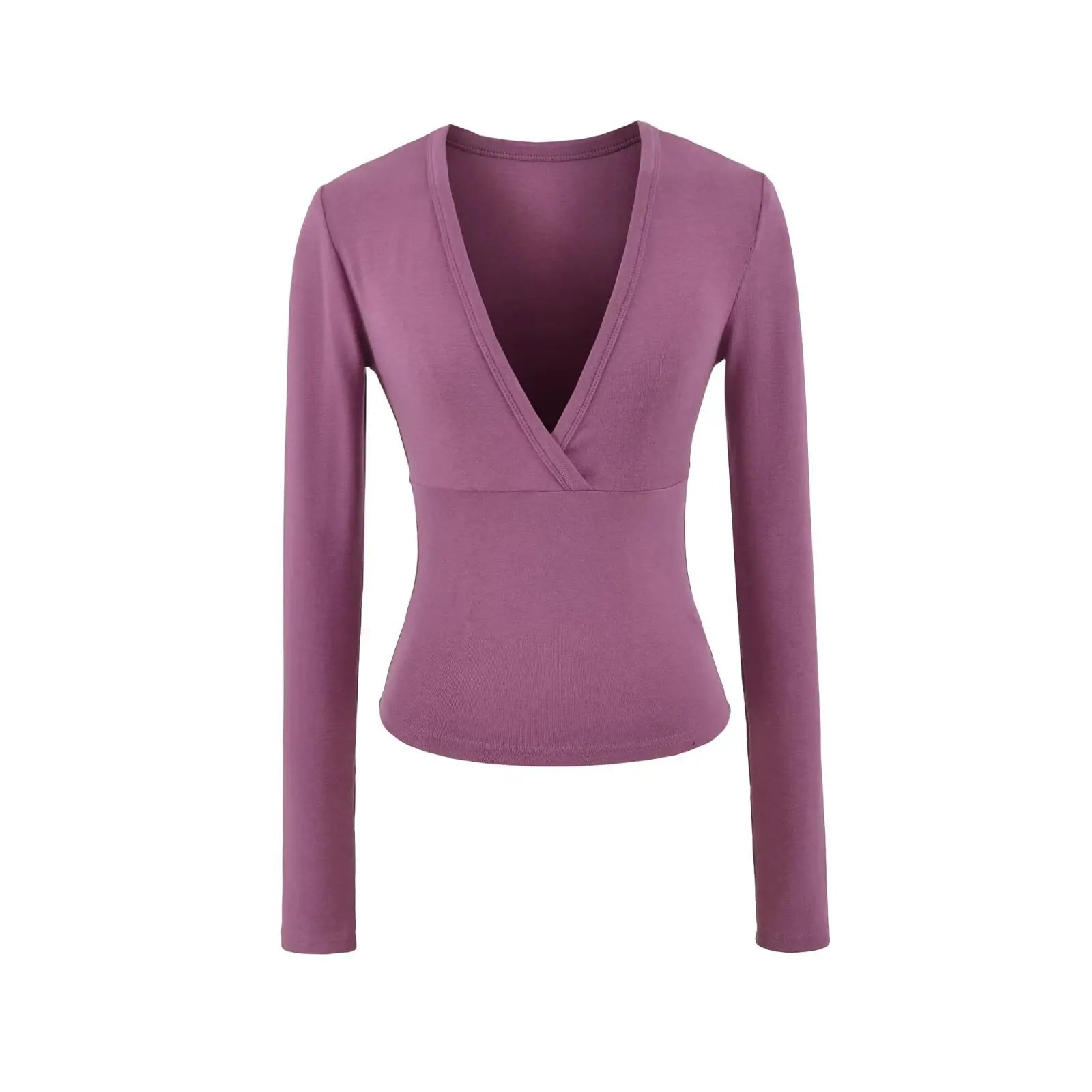 تيشيرتات نسائية وردية لطيفة بياقة على شكل حرف V، ضيقة، مناسبة لفصل الخريف، ملابس عصرية جديدة، قطن، بأكمام طويلة، تيشيرتات نسائية كلاسيكية لطيفة، تيشيرتات Y2K