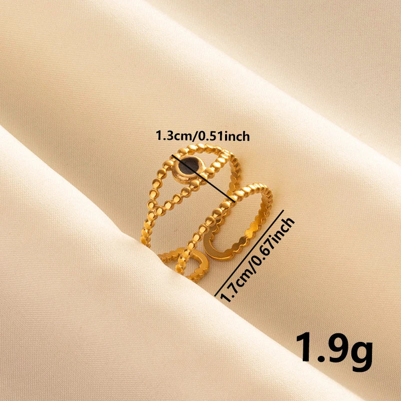 خاتم مفتوح قابل للتعديل بتصميم عين الحسد، قلب، شمس، قلب، للنساء والرجال، إكسسوارات، مينا أسود، مجوهرات عتيقة، خاتم من الفولاذ المقاوم للصدأ، هدية