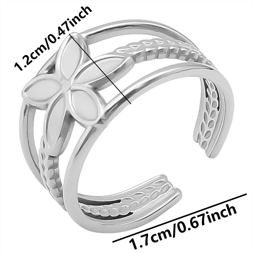 خواتم من الفولاذ المقاوم للصدأ بتصميم هندسي دائري بيضاوي على شكل قلب، قابلة للتعديل، مصنوعة يدويًا، مناسبة للنساء والرجال، بتصميم مفتوح.