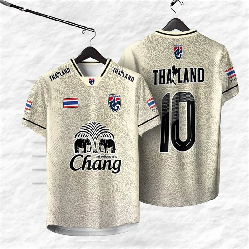 Thailand Number 10 Jersey T-shirt For Men Elephant Print Graphic Short Sleeve Sport T Shirt Outdoor Summer Daily Breathable Tee