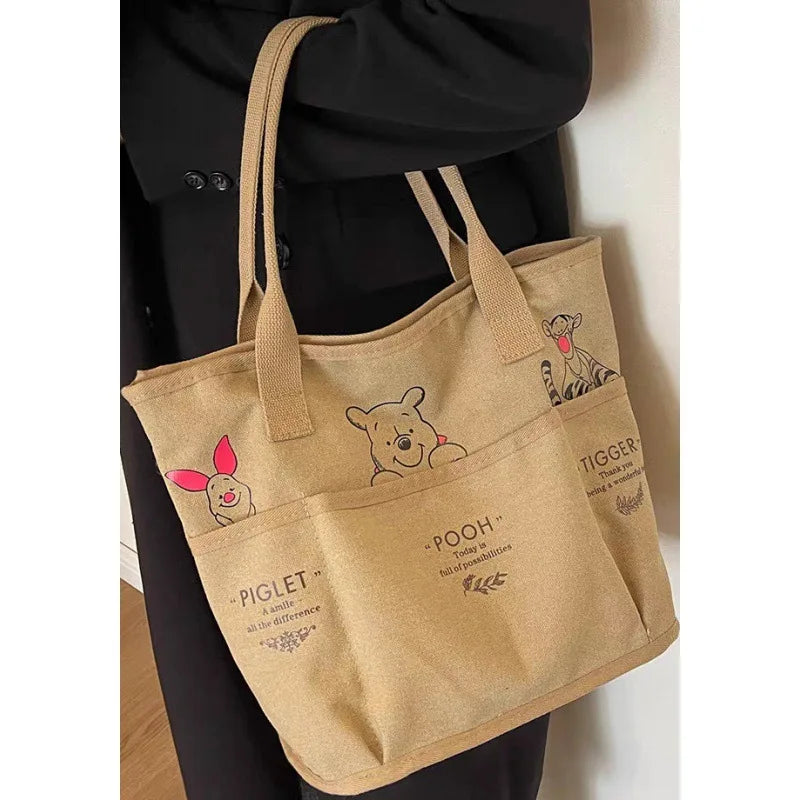 حقيبة يد نسائية من ديزني بير، ماركة فاخرة، حقيبة يد نسائية كبيرة الحجم متعددة الاستخدامات بتصميم كرتوني أنيق، حقيبة تسوق عصرية