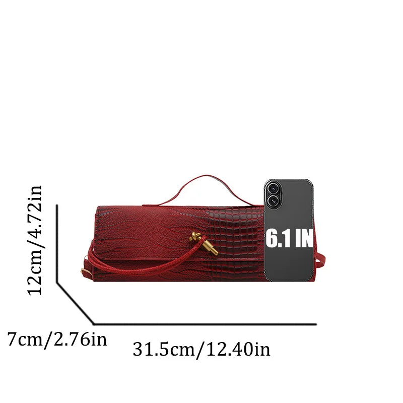 حقيبة كروس بودي منقوشة بنقشة جلد التمساح - حزام قابل للتعديل وإبزيم معدني، خفيفة الوزن ومتينة للاستخدام اليومي للنساء