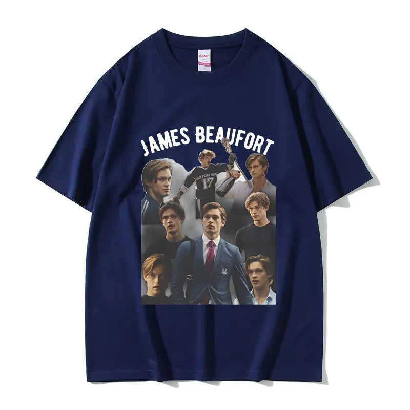 تي شيرت ماكستون هول جيمس بوفورت بطبعة جرافيكية للرجال، تي شيرت عصري بأكمام قصيرة، تي شيرت قطني كبير الحجم برقبة دائرية للجنسين