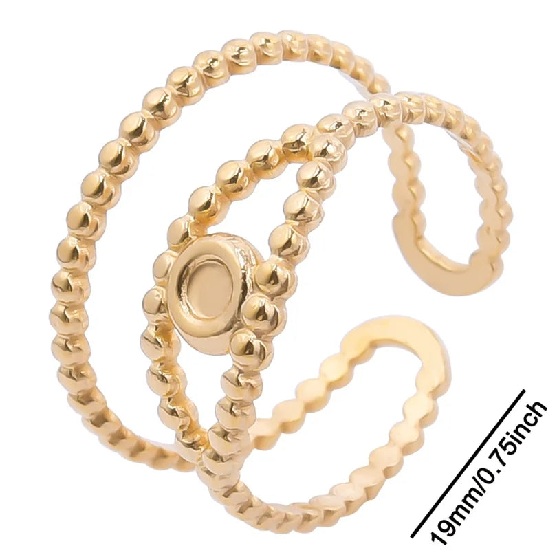 خواتم أنيقة مطلية بالذهب من الفولاذ المقاوم للصدأ، 6 قطع/مجموعة، بتصميمات زهور ونجوم وأوراق شجر وحب وثعبان، خواتم مجردة، مجوهرات نسائية بالجملة