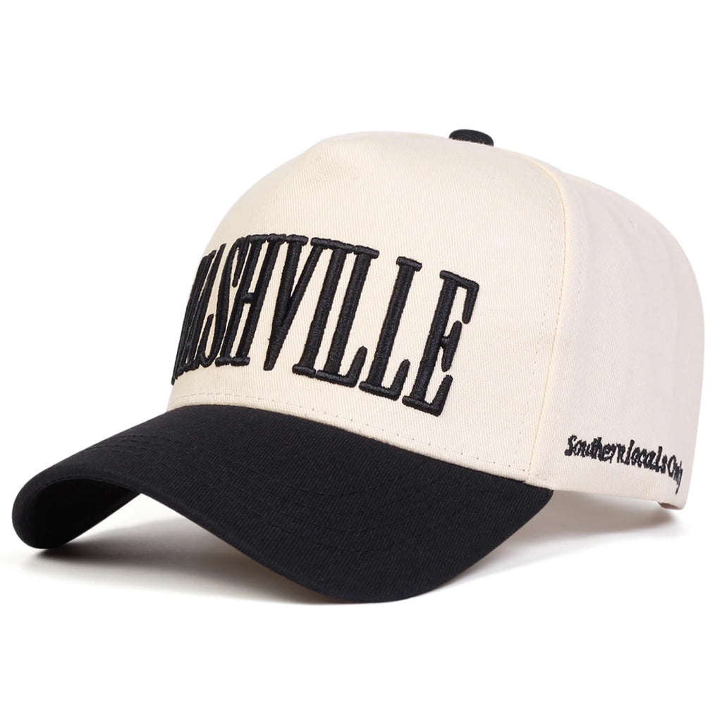 قبعات بيسبول للجنسين من ناشفيل مطرزة بأحرف الربيع والخريف قبعات خارجية قابلة للتعديل وقبعات واقية من الشمس وقبعة رياضية
