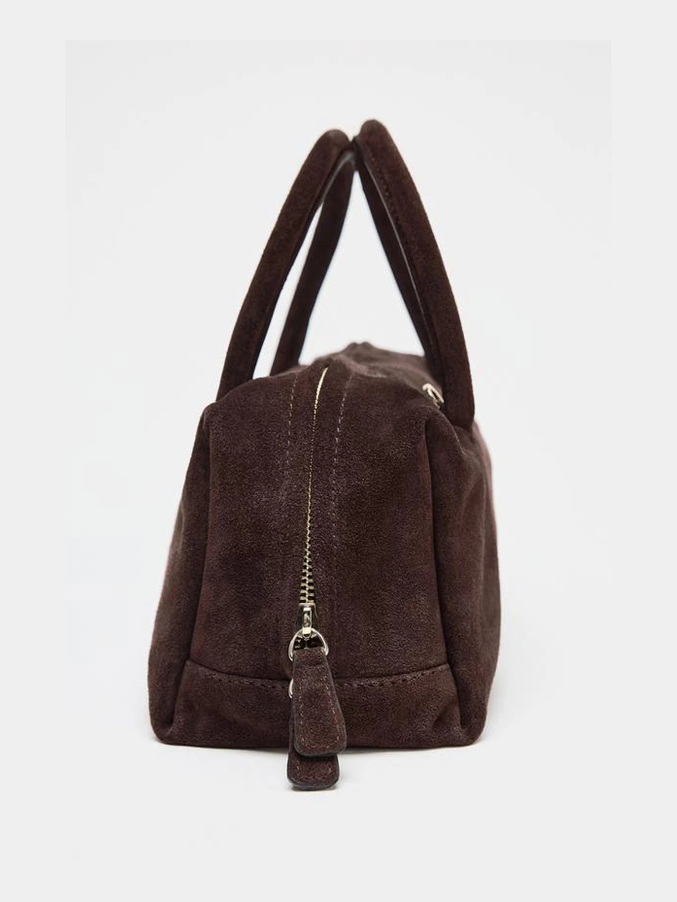 حقيبة نسائية بكتف واحد، حقيبة بولينج يدوية من جلد الغزال بسحاب، حقيبة نسائية من بوسطن الكورية