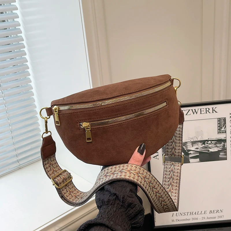 حقيبة صدر نسائية من جلد الغزال الصناعي لفصل الشتاء لعام 2025، حقيبة خصر عصرية، حقيبة خصر، حقيبة سفر غير رسمية، حقيبة كتف نسائية، حقيبة هاتف، محفظة